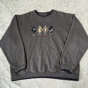 VTG Golf World Tour Gray Men's Crewneck Sweatshirt Sz XXL